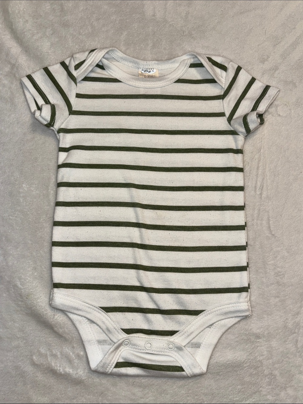 Striped Green & White Cotton Baby One-Piece